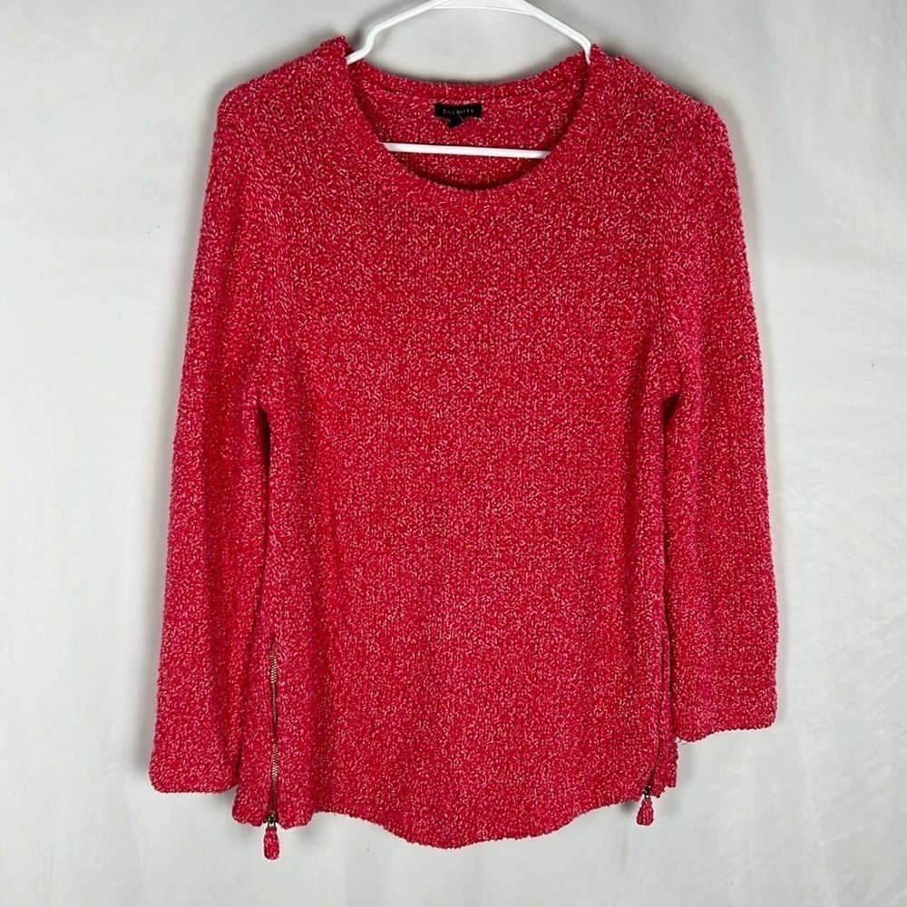 Talbots Pink Side Zip Chunky Knit Side Zip Pullover Sweater -Size Small